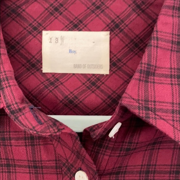 $5 $5 $5 Band of Outsiders 3/4 Sleeve Checkered Button Down Red Shirt Top SzS - Picture 4 of 6